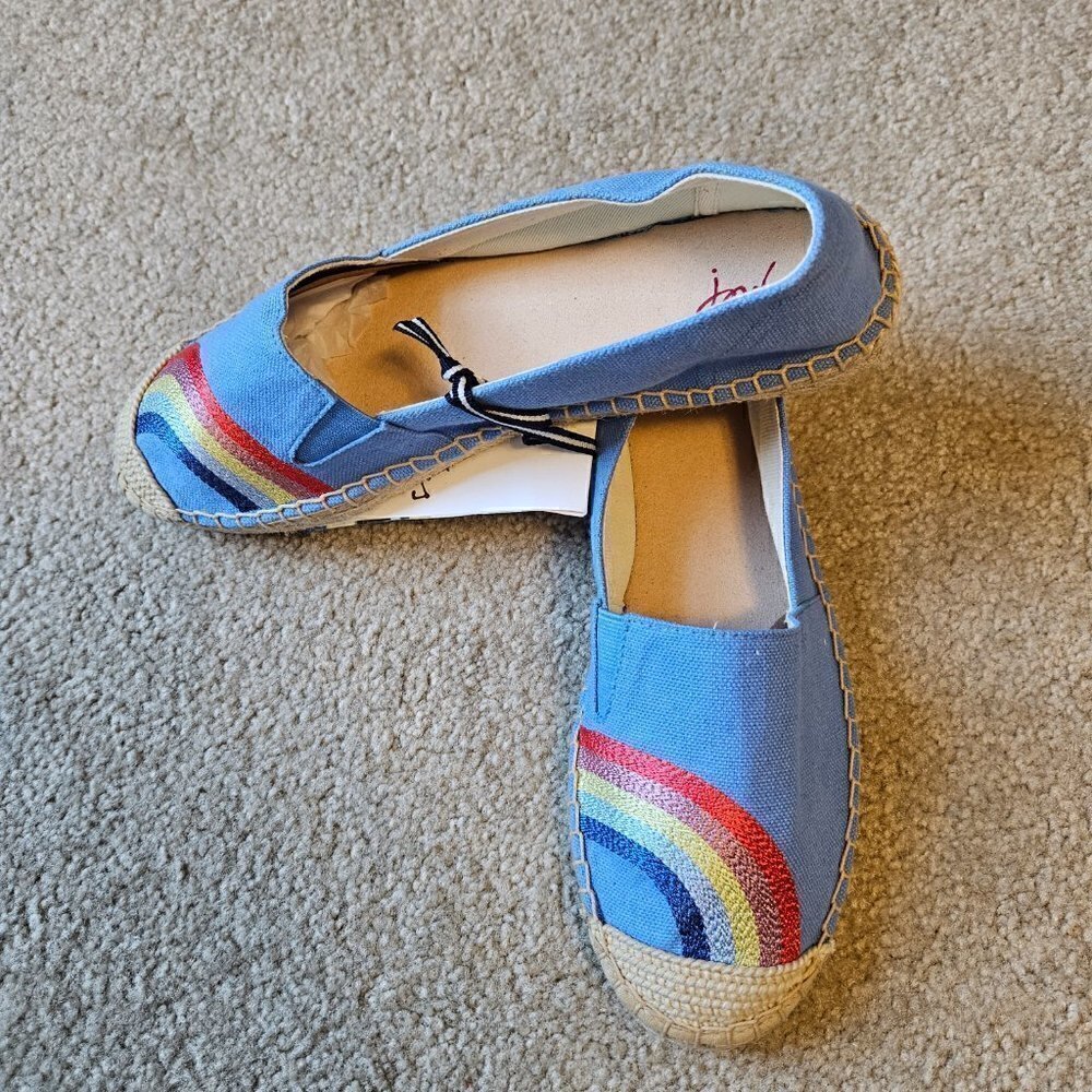 JOULES Rainbow Embroidered Slip On Blue Espadrille (NWT) - Picture 4 of 7